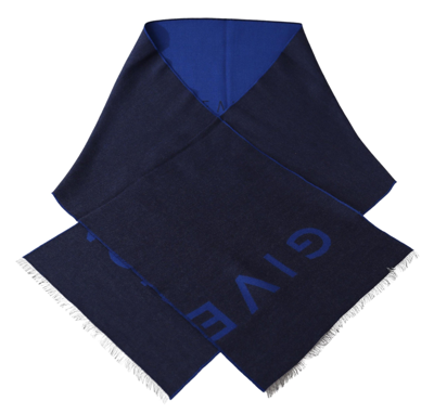 Shop Givenchy Elegant Unisex Wool Silk Blend Men's Scarf In Blue