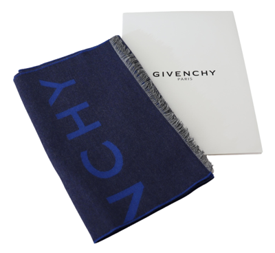 Givenchy Elegant Unisex Wool Silk Blend Men's Scarf In Blue