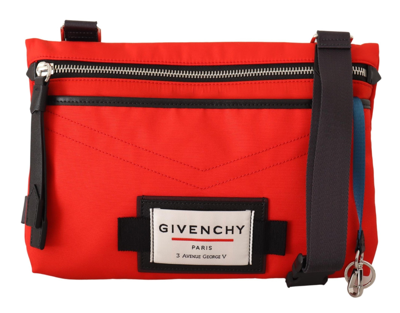 Shop Givenchy Red Polyamide Downtown Flat Crossbody Men's Bag