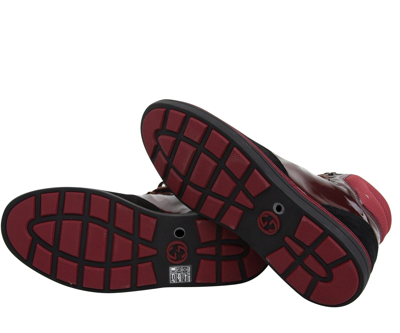 Gucci Contrast Combo Dark Red Patent Leather / Suede High Top Sneaker 368496 1078 In Dark Red