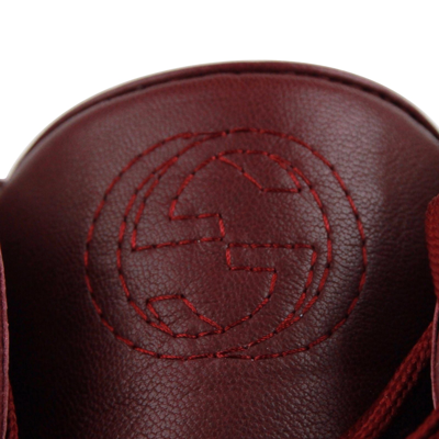 Gucci High Top Strong Dark Red Leather Sneakers With Strap 386738 6148 In Dark Red