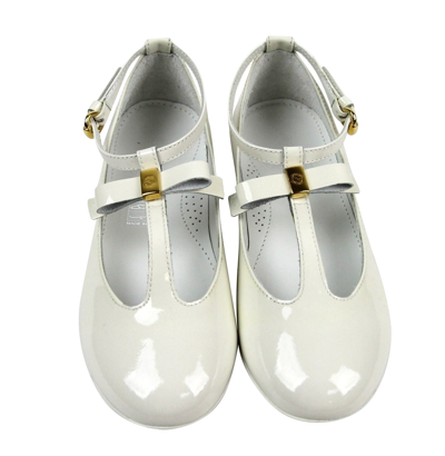 Gucci Kids White Patent Leather Ballet Flat With Bow 285312 285313 In White