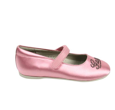 Shop Gucci Kids Pink Satin "daisy" Ballet Flat With Strass