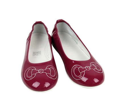 Gucci Kids Magenta Patent Leather Horsebit Stitch Ballet Flat 297467 In Magenta