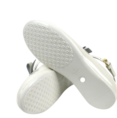 Gucci Kids White Patent Leather Ballet Flat With Bow 285312 285313 In White