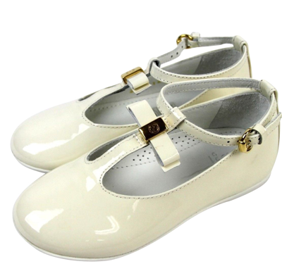Gucci Kids White Patent Leather Ballet Flat With Bow 285312 285313 In White