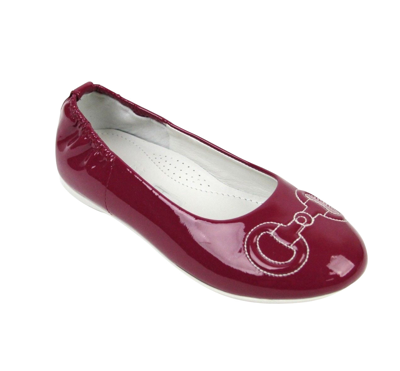 Gucci Kids Magenta Patent Leather Horsebit Stitch Ballet Flat 297467 In Magenta