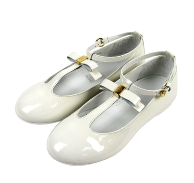 Shop Gucci Kids White Patent Leather Ballet Flat With Bow 285312 285313