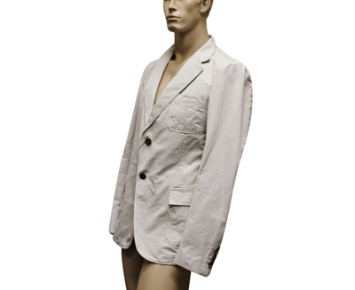 Shop Gucci Men's 2 Button Beige Cotton Blazer Jacket