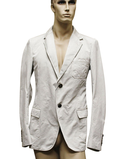 Shop Gucci Men's 2 Button Beige Cotton Blazer Jacket