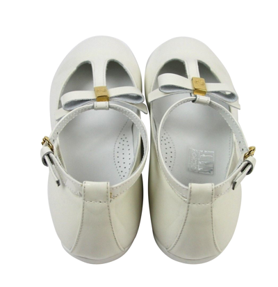 Gucci Kids White Patent Leather Ballet Flat With Bow 285312 285313 In White