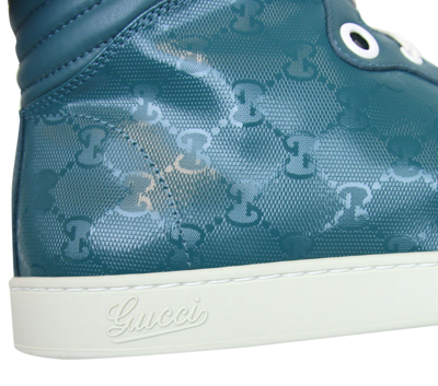 Shop Gucci Men's Aqua Gg Imprime High Top Sneakers