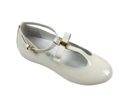 Gucci Kids White Patent Leather Ballet Flat With Bow 285312 285313 In White
