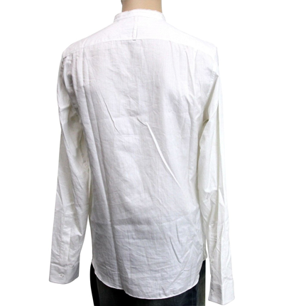 Shop Gucci Men's Beige White Cotton Stripe Banded Sport Slim Shirt