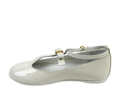 Gucci Kids White Patent Leather Ballet Flat With Bow 285312 285313 In White