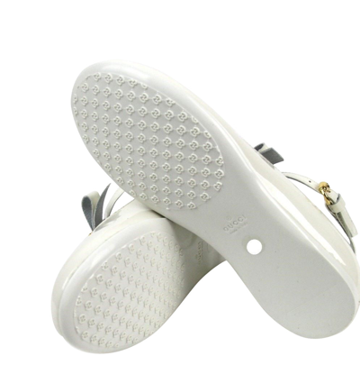 Gucci Kids White Patent Leather Ballet Flat With Bow 285312 285313 In White