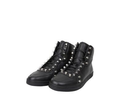Gucci Men's Black Sttuded Leather High Top Sneaker In Black