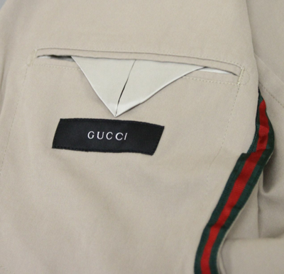 Shop Gucci Men's Beige Cotton Blazer Jacket