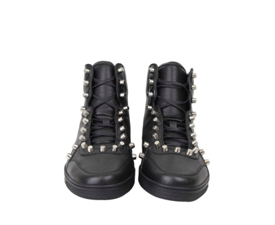 Gucci Men's Black Sttuded Leather High Top Sneaker In Black