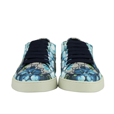 Shop Gucci Men's Bloom Flower Print Blue Supreme Gg Canvas Sneaker Shoes 407343 8470