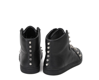 Gucci Men's Black Sttuded Leather High Top Sneaker In Black