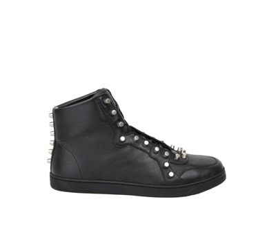 Gucci Men's Black Sttuded Leather High Top Sneaker In Black