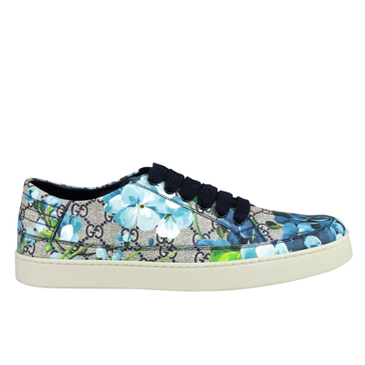 Shop Gucci Men's Bloom Flower Print Blue Supreme Gg Canvas Sneaker Shoes 407343 8470