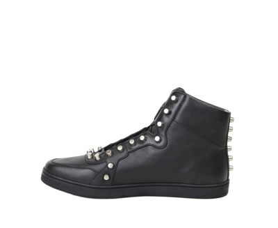 Gucci Men's Black Sttuded Leather High Top Sneaker In Black