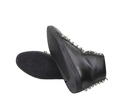 Gucci Men's Black Sttuded Leather High Top Sneaker In Black