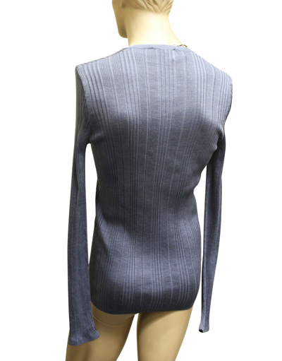 Shop Gucci Men's Blue Buttoned Silk Ribbed Sweater Knit Top