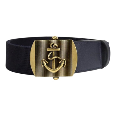 Shop Gucci Men's Blue Fabric Brass Anchor Buckle Belt