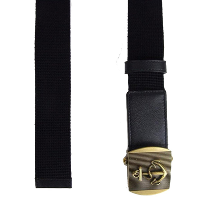 Shop Gucci Men's Blue Fabric Brass Anchor Buckle Belt