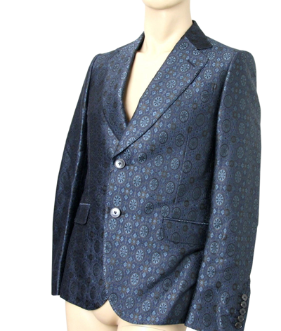 Gucci Men's Blue Floral Rose Window Jacquard Dandy Jacket In Blue