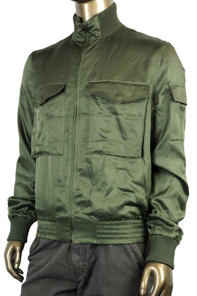 Gucci Mens Bomber Military Olive Green Silk Jacket 333620 3356 | ModeSens