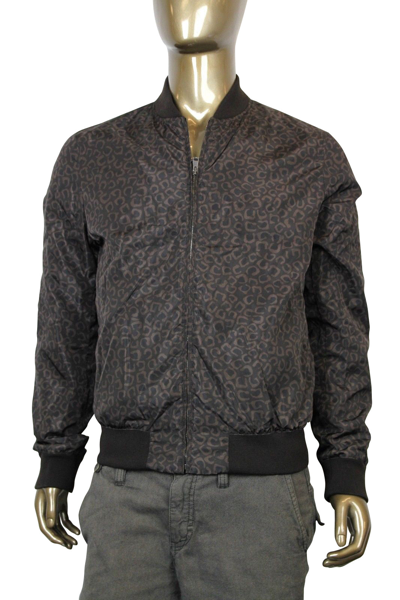 Gucci Men's Bomber Brown Polyamide Leopard Print Jacket In Brown