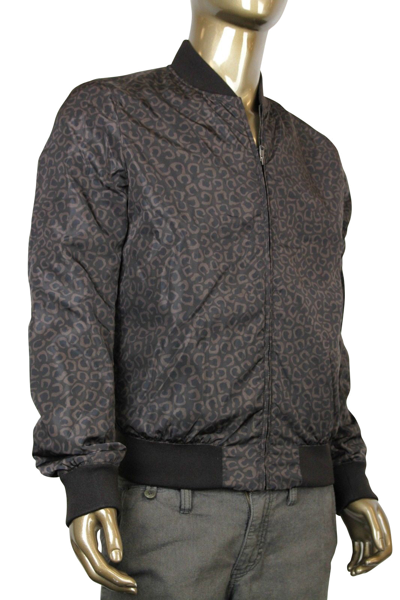 Gucci Men's Bomber Brown Polyamide Leopard Print Jacket In Brown