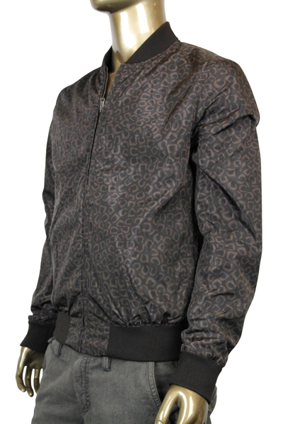 Gucci Men's Bomber Brown Polyamide Leopard Print Jacket In Brown