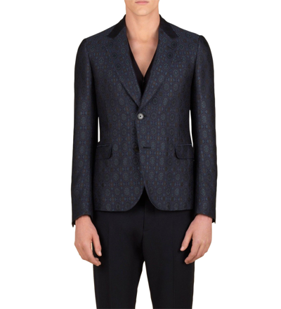 Shop Gucci Men's Blue Floral Rose Window Jacquard Dandy Jacket