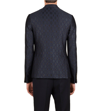 Shop Gucci Men's Blue Floral Rose Window Jacquard Dandy Jacket