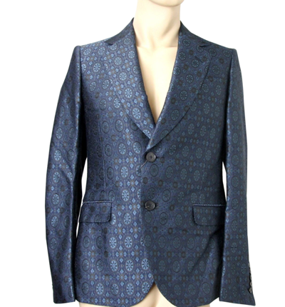 Shop Gucci Men's Blue Floral Rose Window Jacquard Dandy Jacket