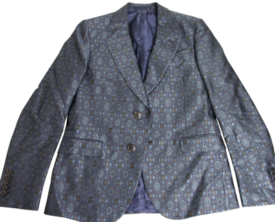 Shop Gucci Men's Blue Floral Rose Window Jacquard Dandy Jacket