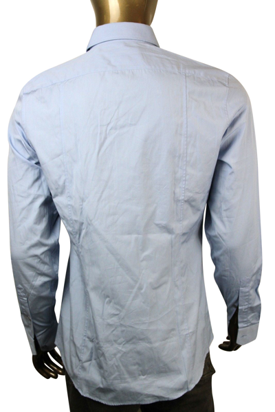 Shop Gucci Men's Button-down Blue Slim Cotton Dress Shirt (17)