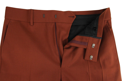 Shop Gucci Men's Dark Brown Orange Polyester Wool Elastane 70s Formal Pant