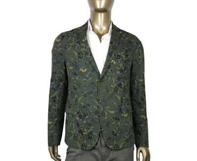 Shop Gucci Men's Floral Blazer Green Cotton Two Button Jacket