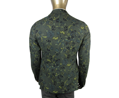 Gucci Mens Floral Blazer Green Cotton Two Button Jacket 342320 3661