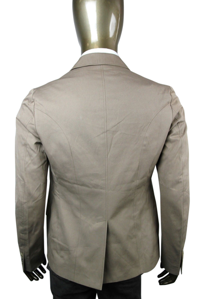 Shop Gucci Men's Embroidered Logo Light Brown Cotton Blazer Jacket