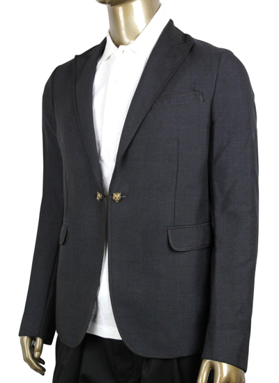 Gucci Men's Formal 1 Button Charcoal Wool / Mohair Evening Jacket In Charcoal