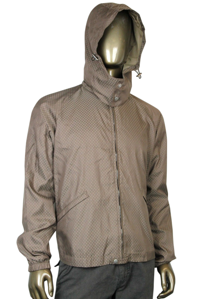 Gucci Mens Diamante Brown Polyamide Polyester Hooded Blouse Jacket 293026 2820 In Brown