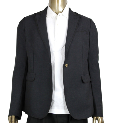 Gucci Men's Formal 1 Button Charcoal Wool / Mohair Evening Jacket In Charcoal