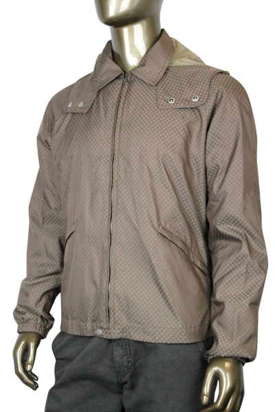Gucci Mens Diamante Brown Polyamide Polyester Hooded Blouse Jacket 293026 2820 In Brown